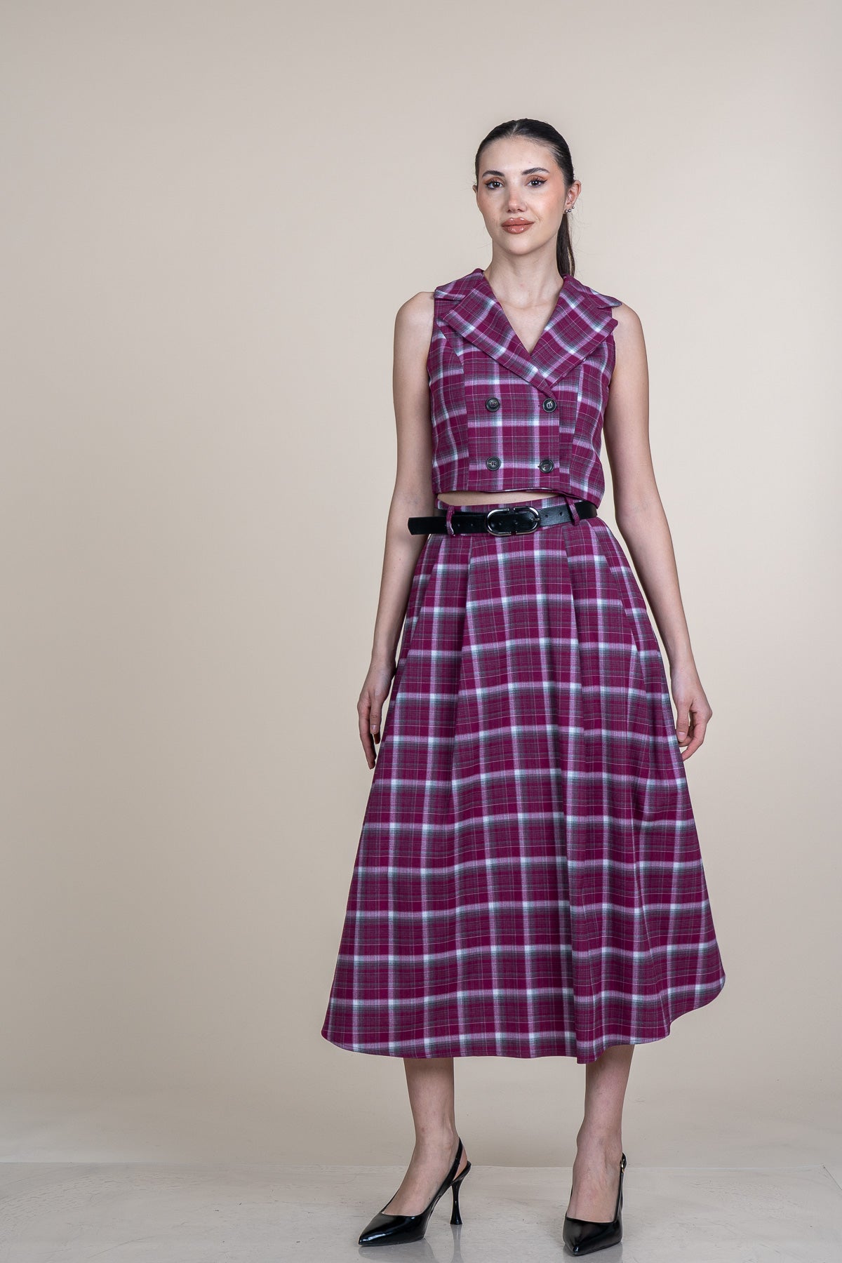 WYAT FUŞYA YELEK ETEK İKİLİ TAKIM