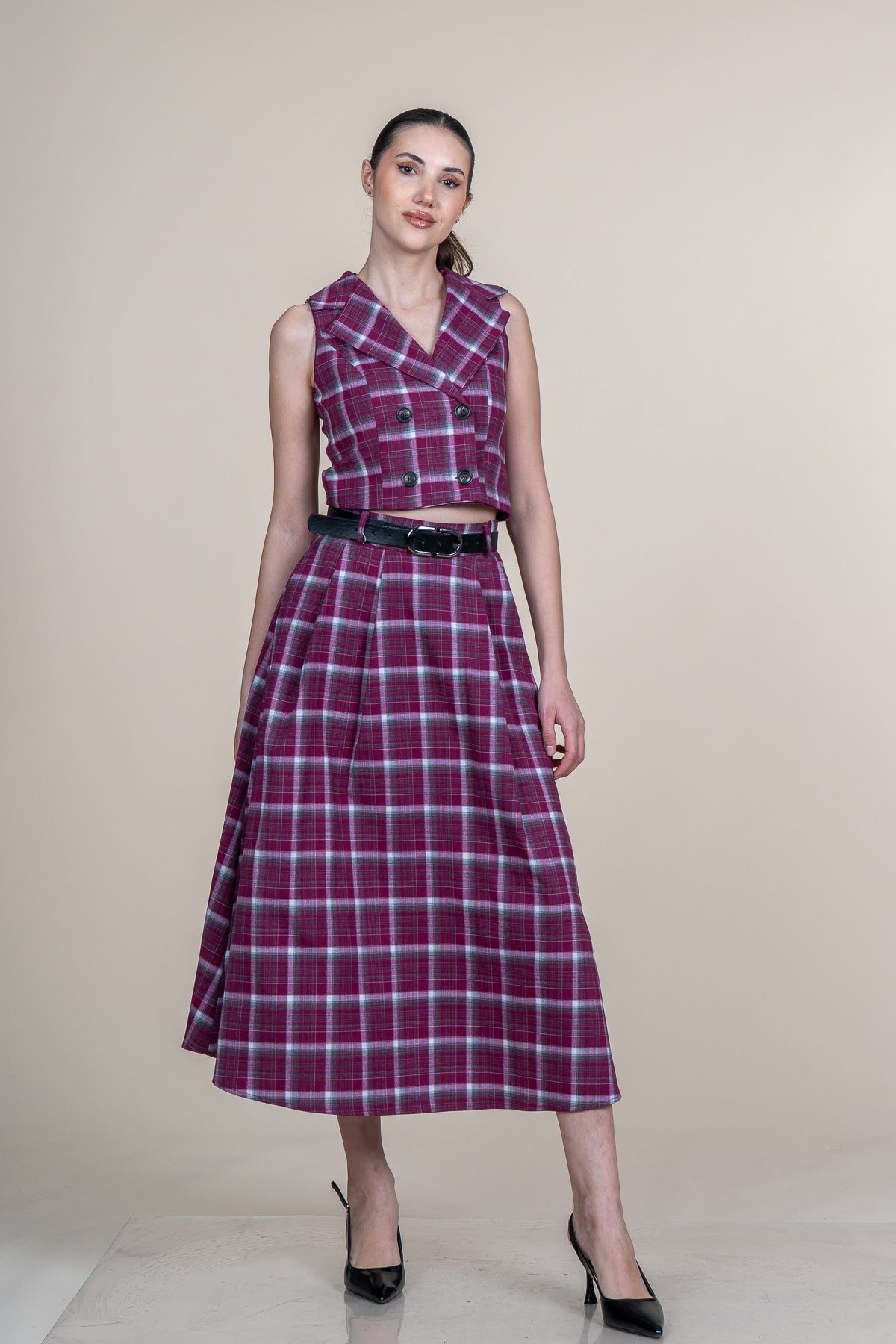 WYAT FUŞYA YELEK ETEK İKİLİ TAKIM