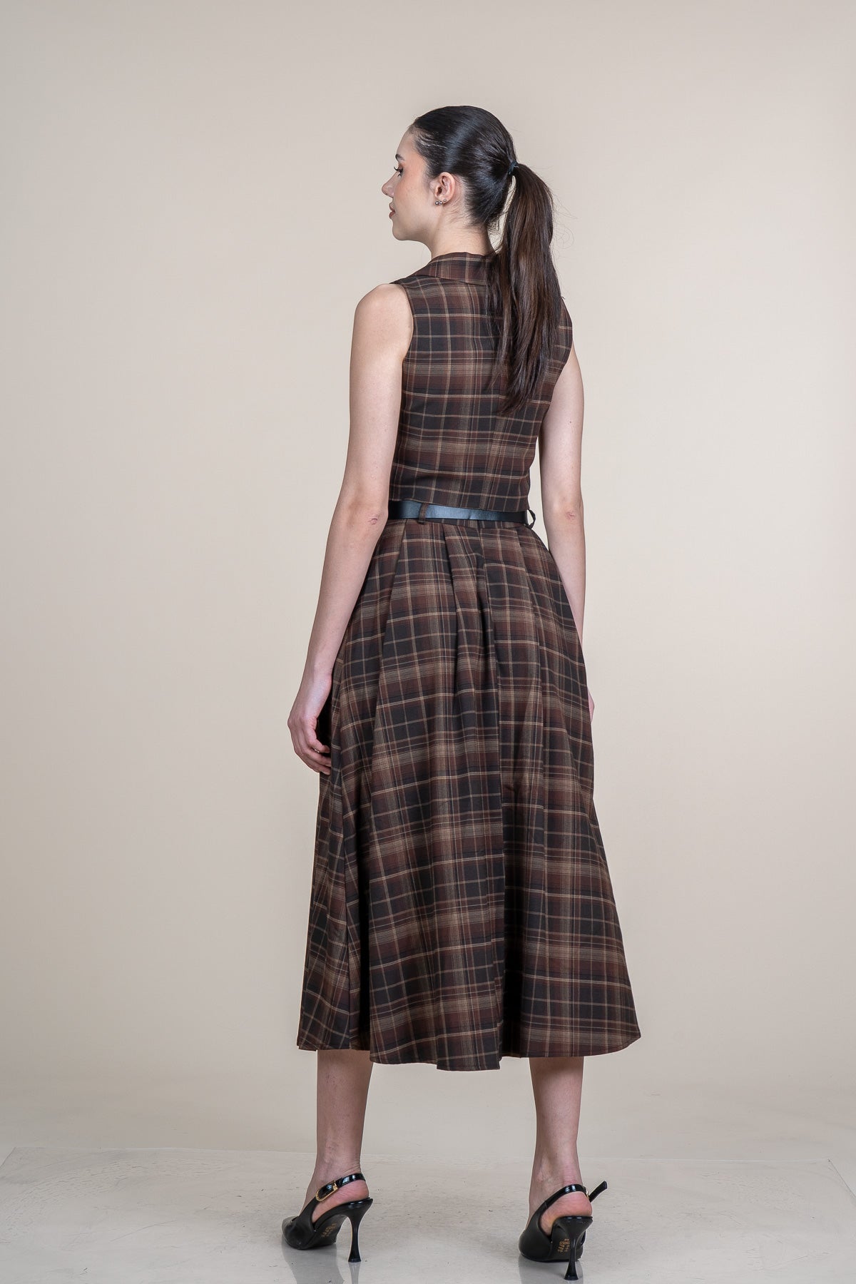 WYAT KOYU KAHVERENGİ YELEK ETEK İKİLİ TAKIM