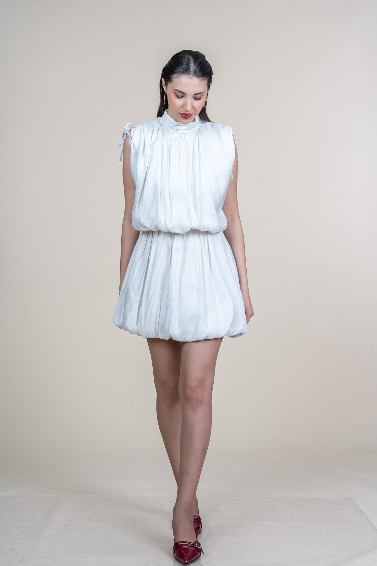 XANDER EKRU KISA ELBİSE