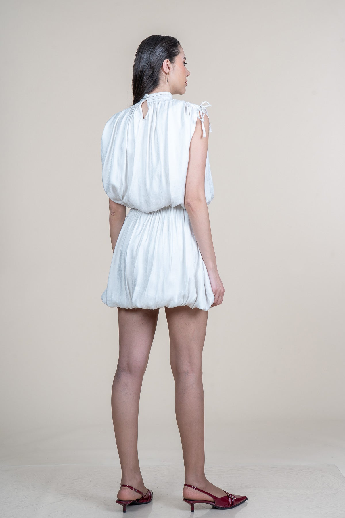 XANDER EKRU KISA ELBİSE