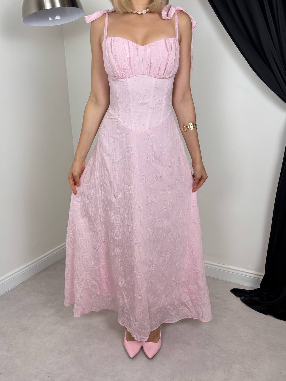 ADRIANA UZUN ELBİSE - PEMBE