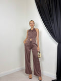 ALIZA BLUZ PANTOLON İKİLİ TAKIM - KAHVERENGİ