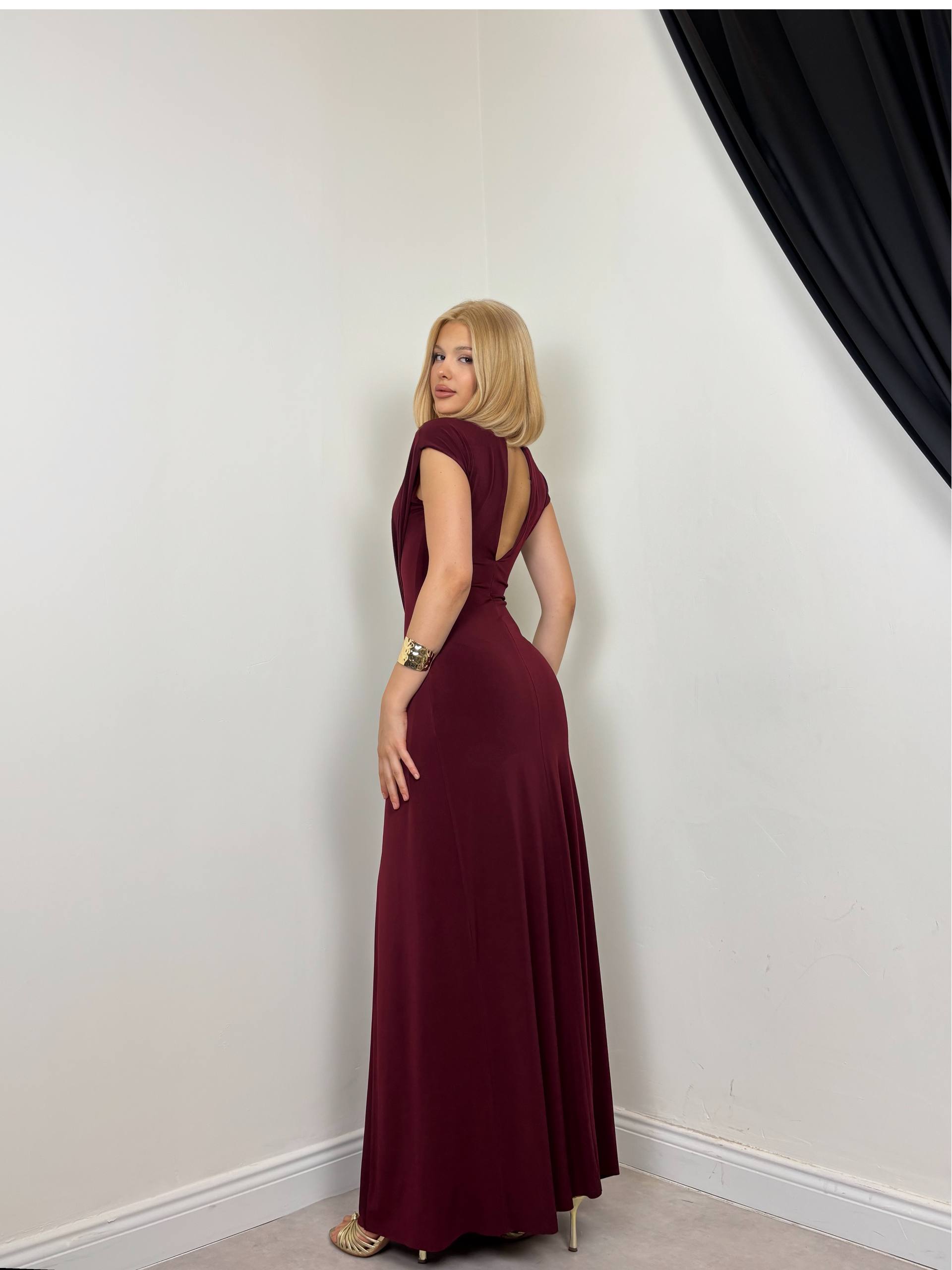 ALIYAH UZUN ELBİSE - BORDO