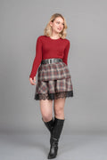 ABIGAIL DANTELLİ MİNİ ETEK - EKOSE - KARELİ