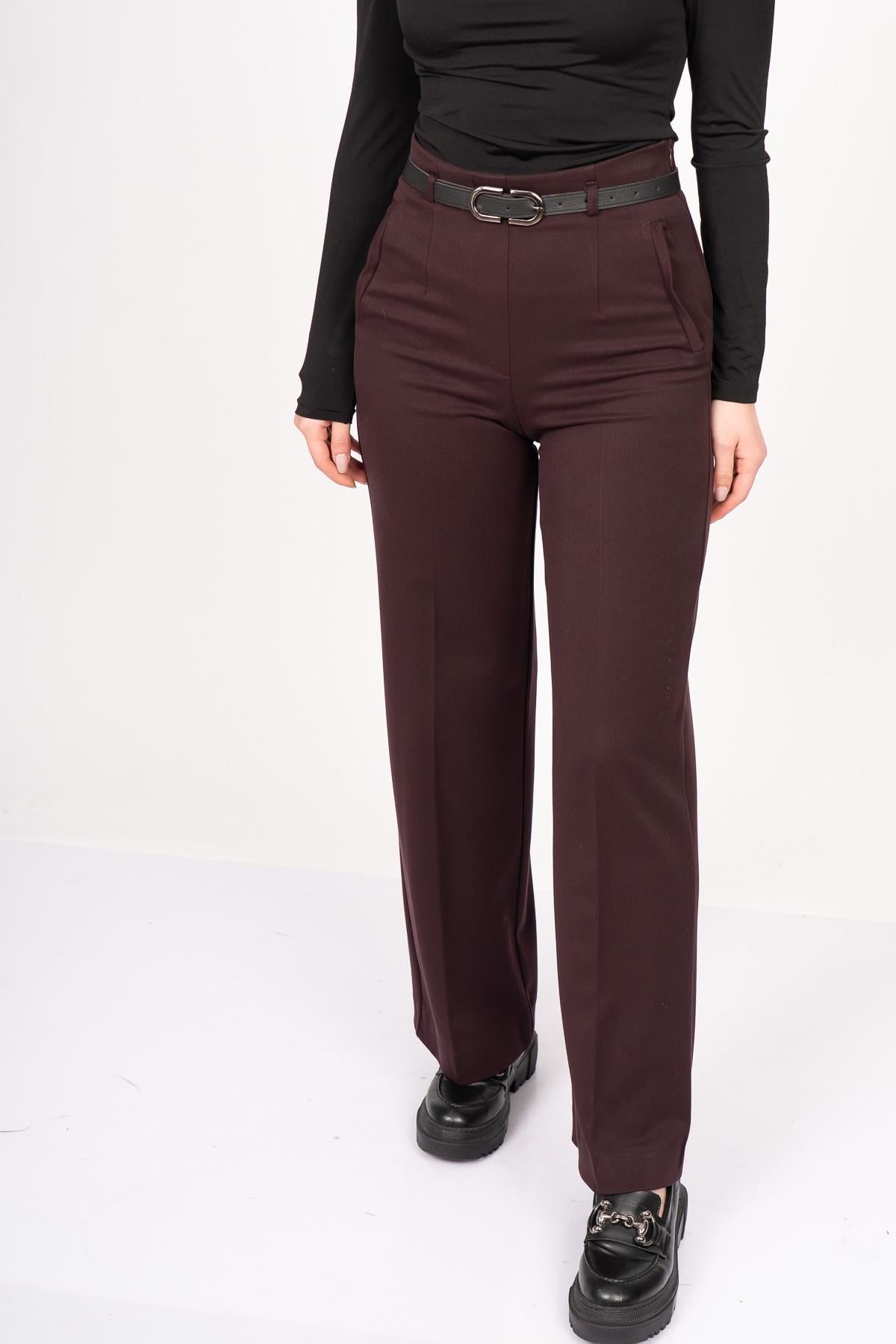 ADDISON KEMERLİ PANTOLON - BORDO