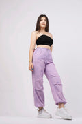 Beli ve Paçası Lastikli Boyamalı Pantolon - PUDRA