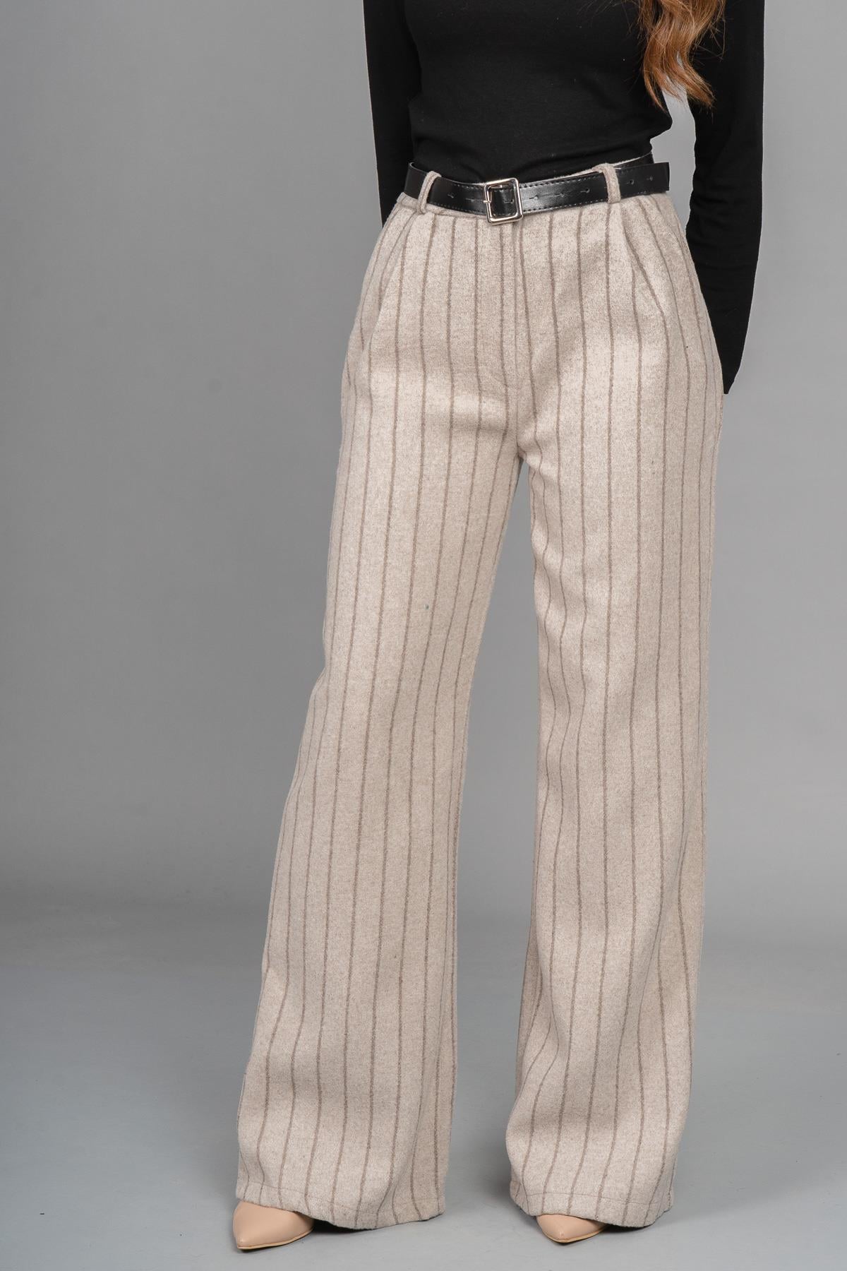 BETHANY DÜZ PAÇA PANTOLON - BEJ