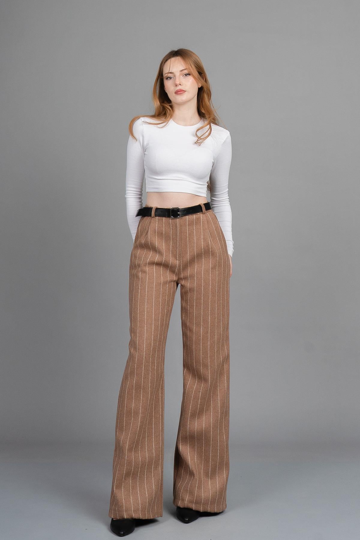 BETHANY DÜZ PAÇA PANTOLON - TABA