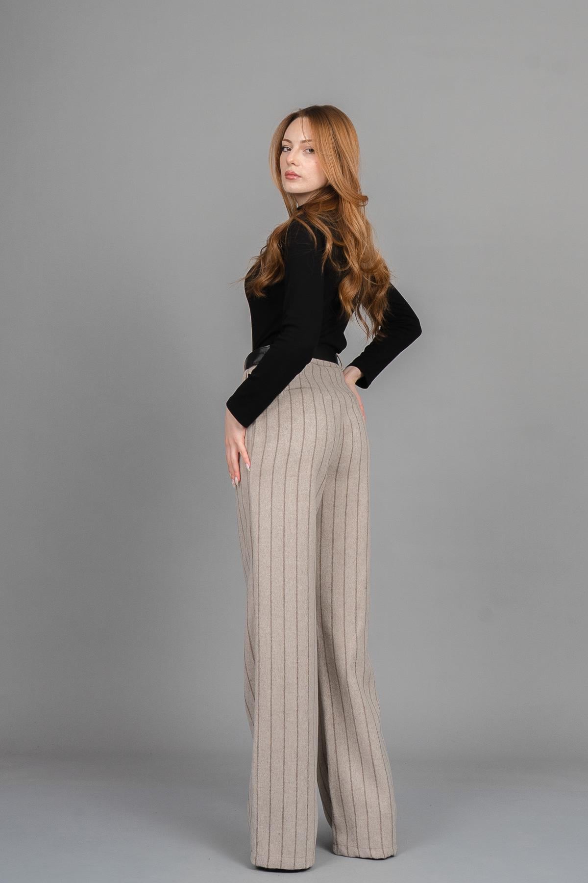 BETHANY DÜZ PAÇA PANTOLON - BEJ