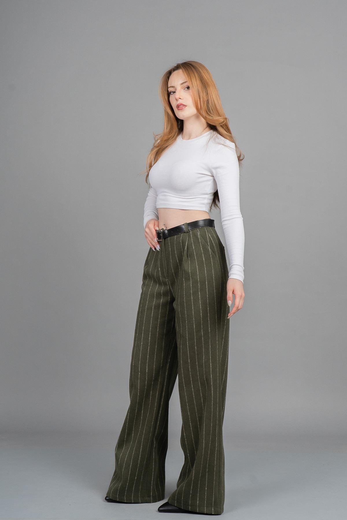 BETHANY DÜZ PAÇA PANTOLON - HAKİ