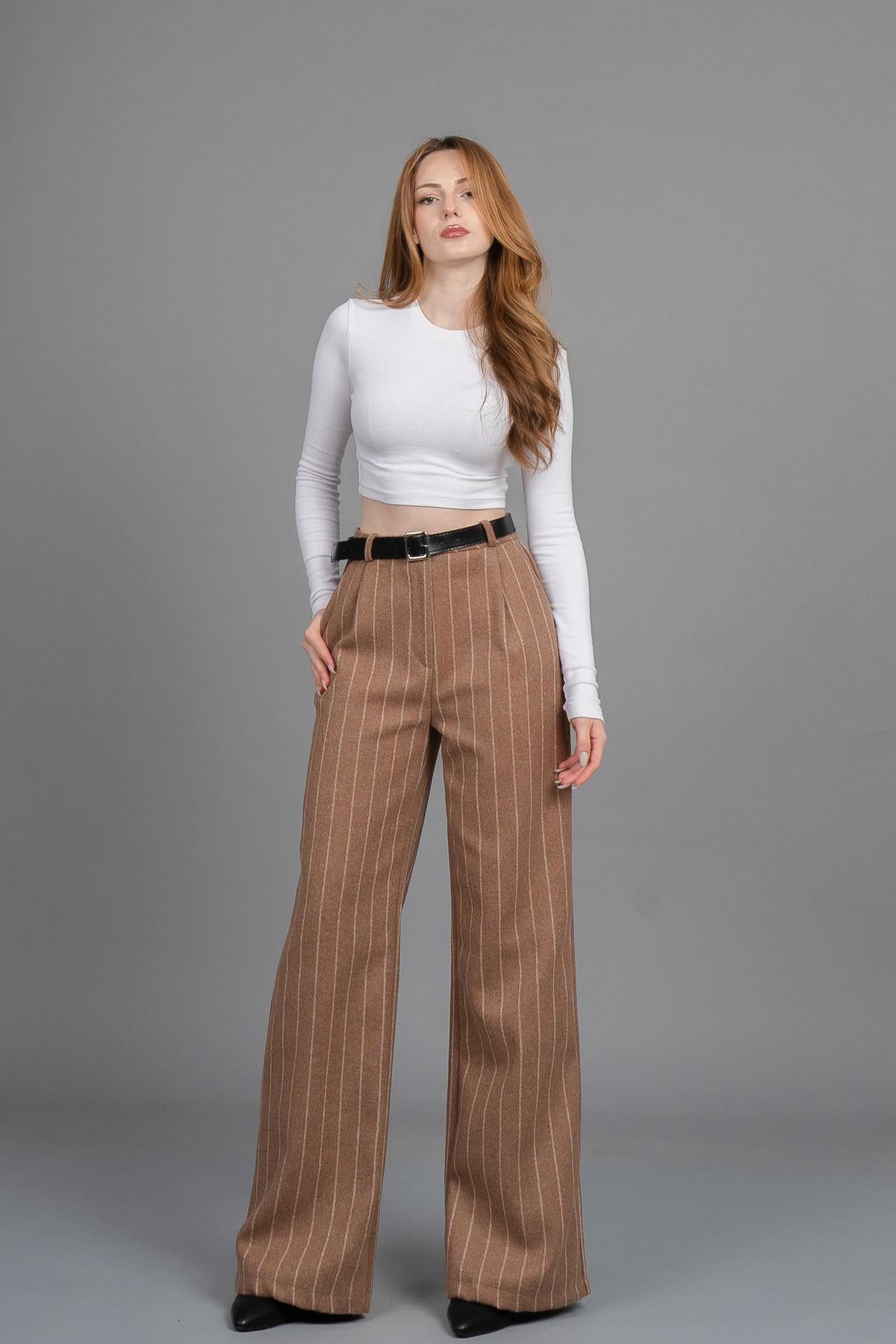 BETHANY DÜZ PAÇA PANTOLON - TABA