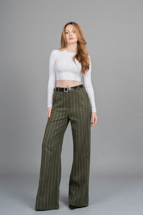 BETHANY DÜZ PAÇA PANTOLON - HAKİ