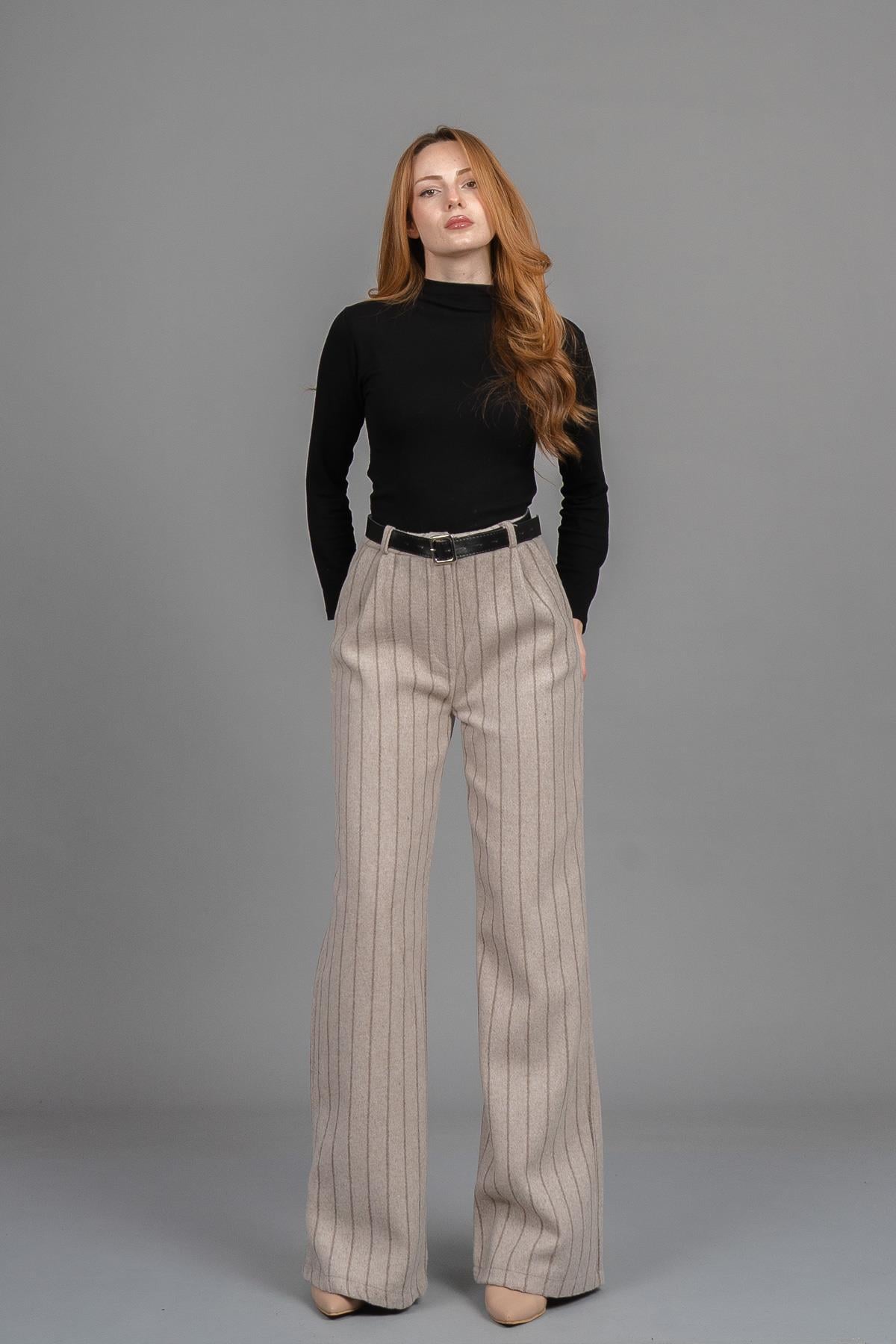 BETHANY DÜZ PAÇA PANTOLON - BEJ