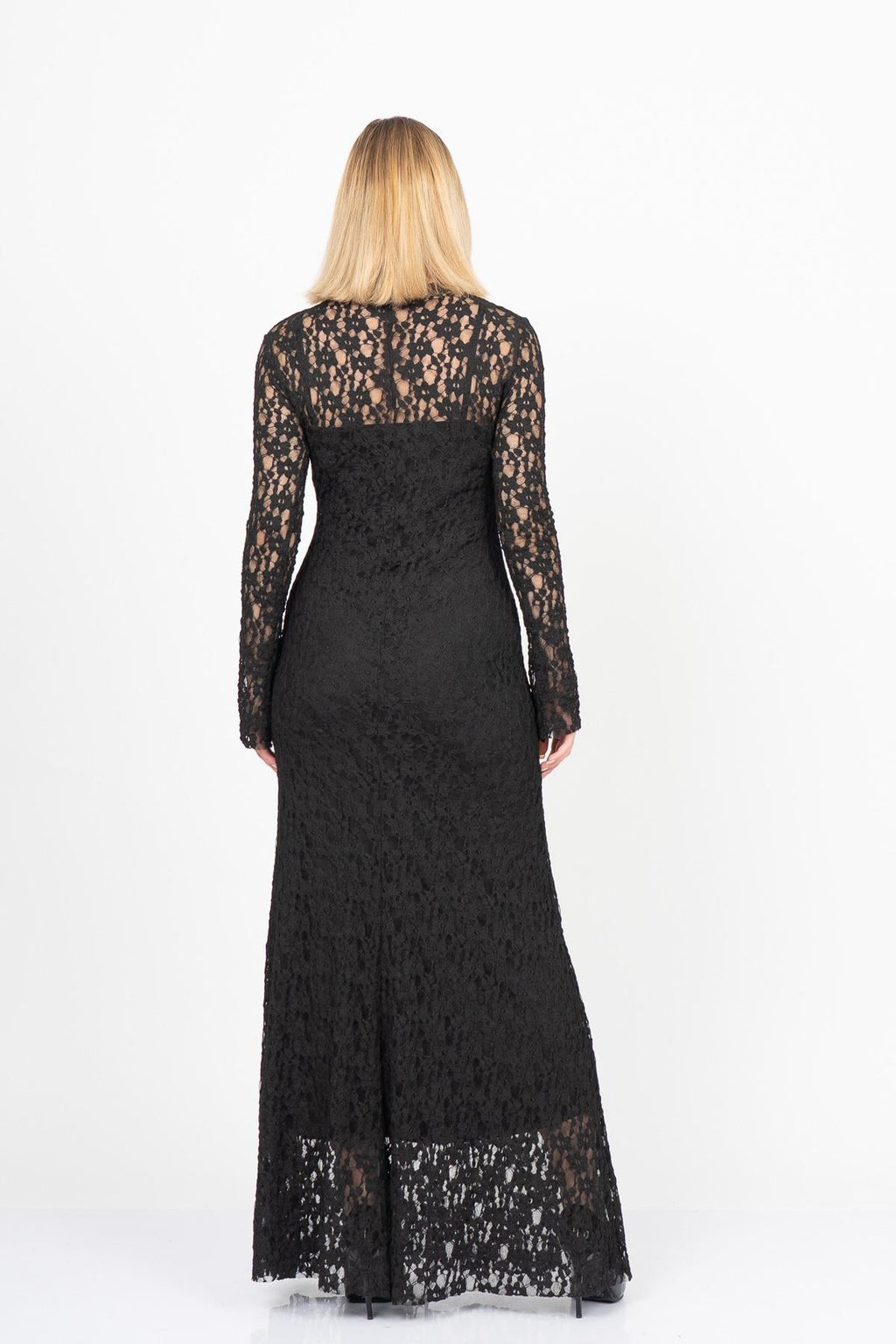 BLOOM DANTELLİ UZUN ELBİSE - SIYAH