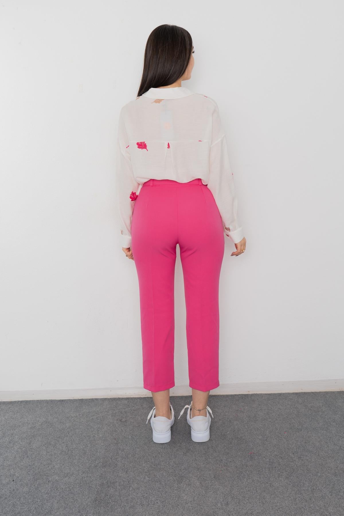 BRIDGET KEMERLİ PANTOLON - PEMBE