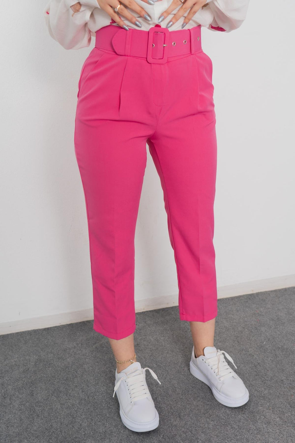 BRIDGET KEMERLİ PANTOLON - PEMBE