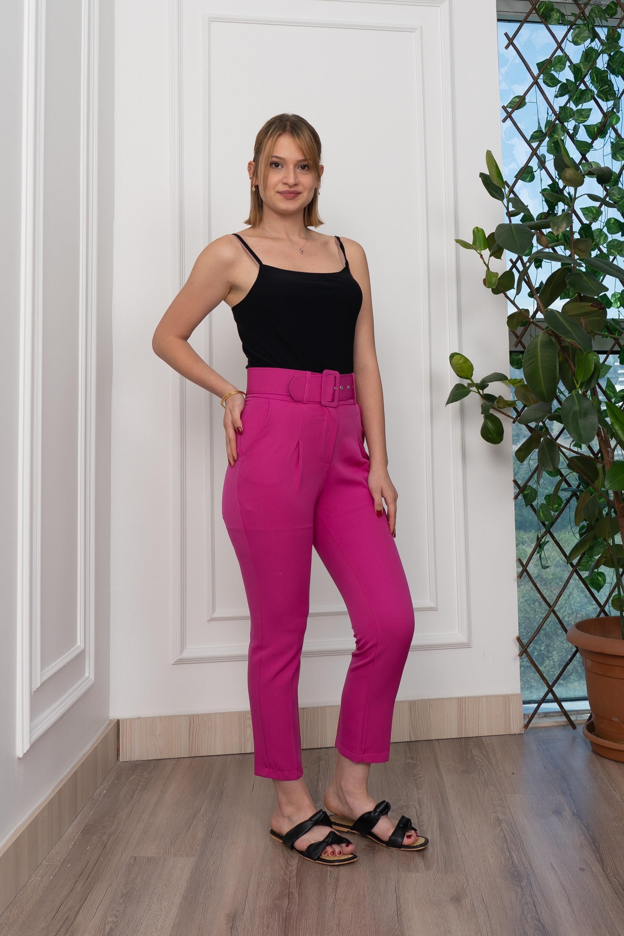BRIDGET KEMERLİ PANTOLON - FUŞYA