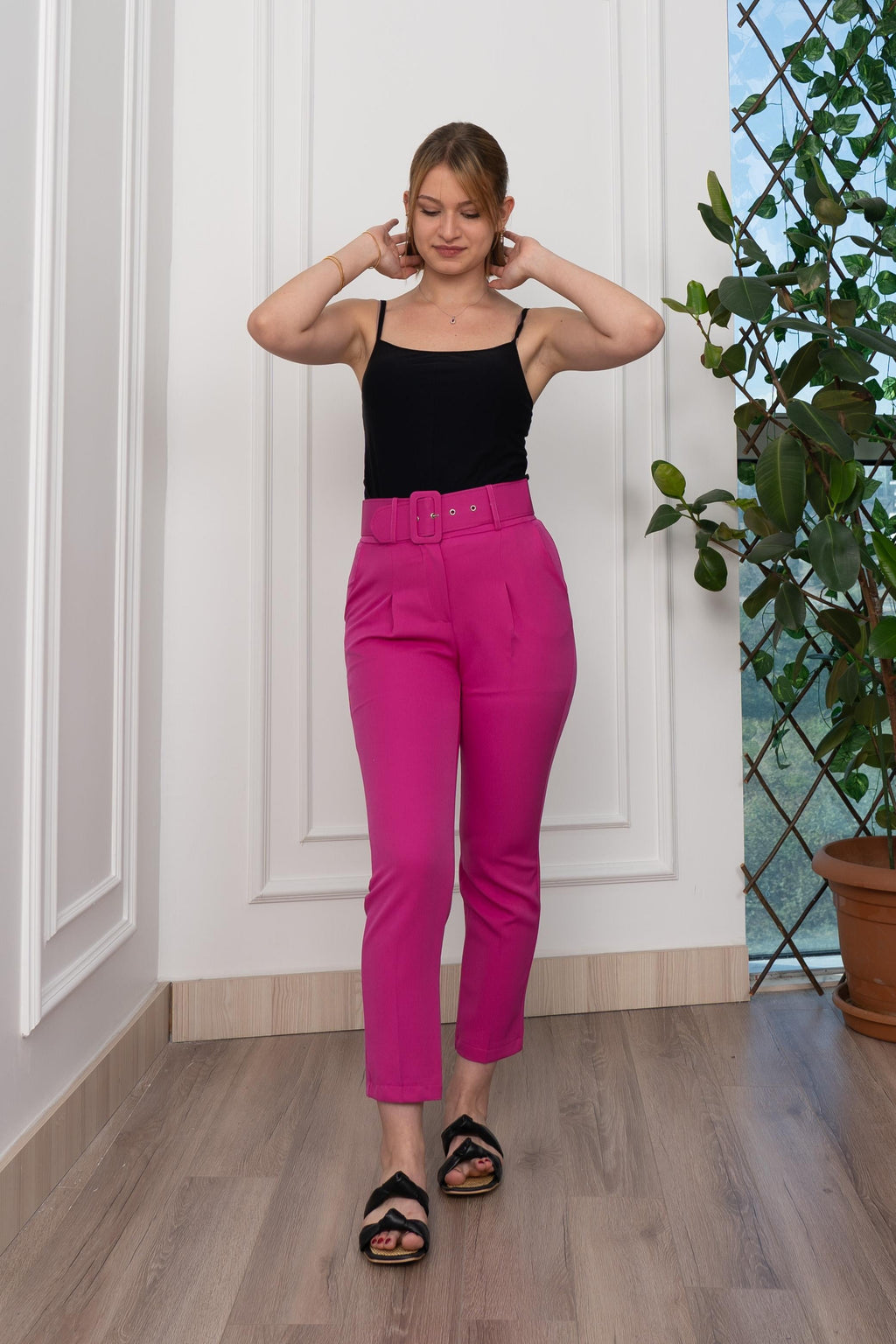BRIDGET KEMERLİ PANTOLON - FUŞYA