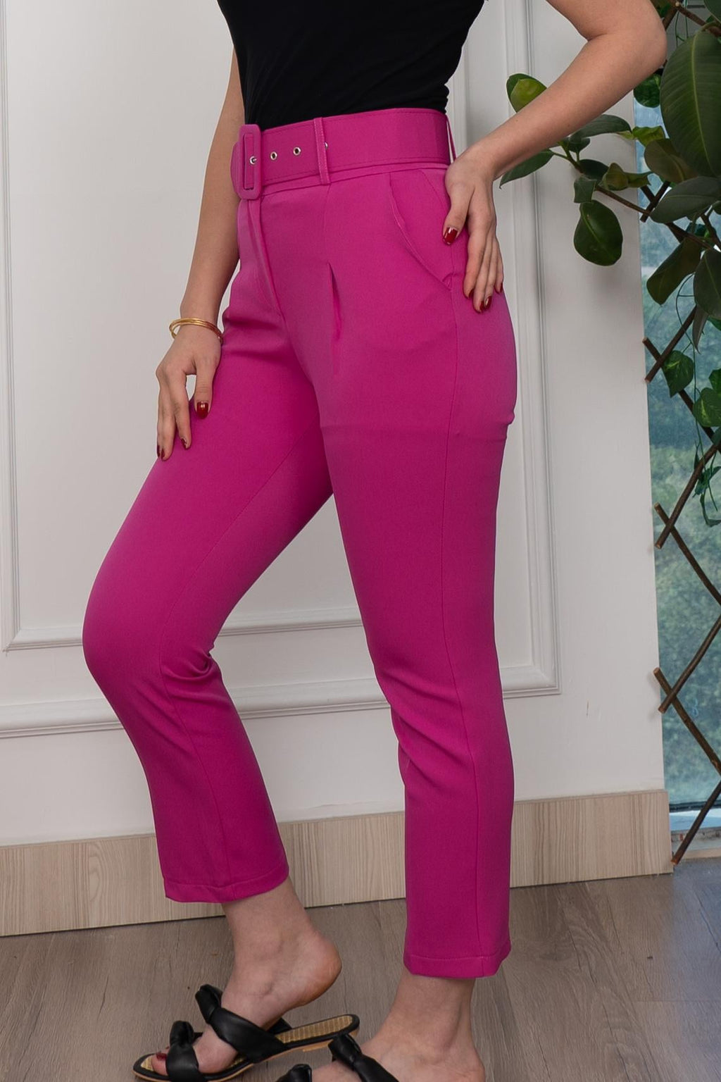 BRIDGET KEMERLİ PANTOLON - FUŞYA