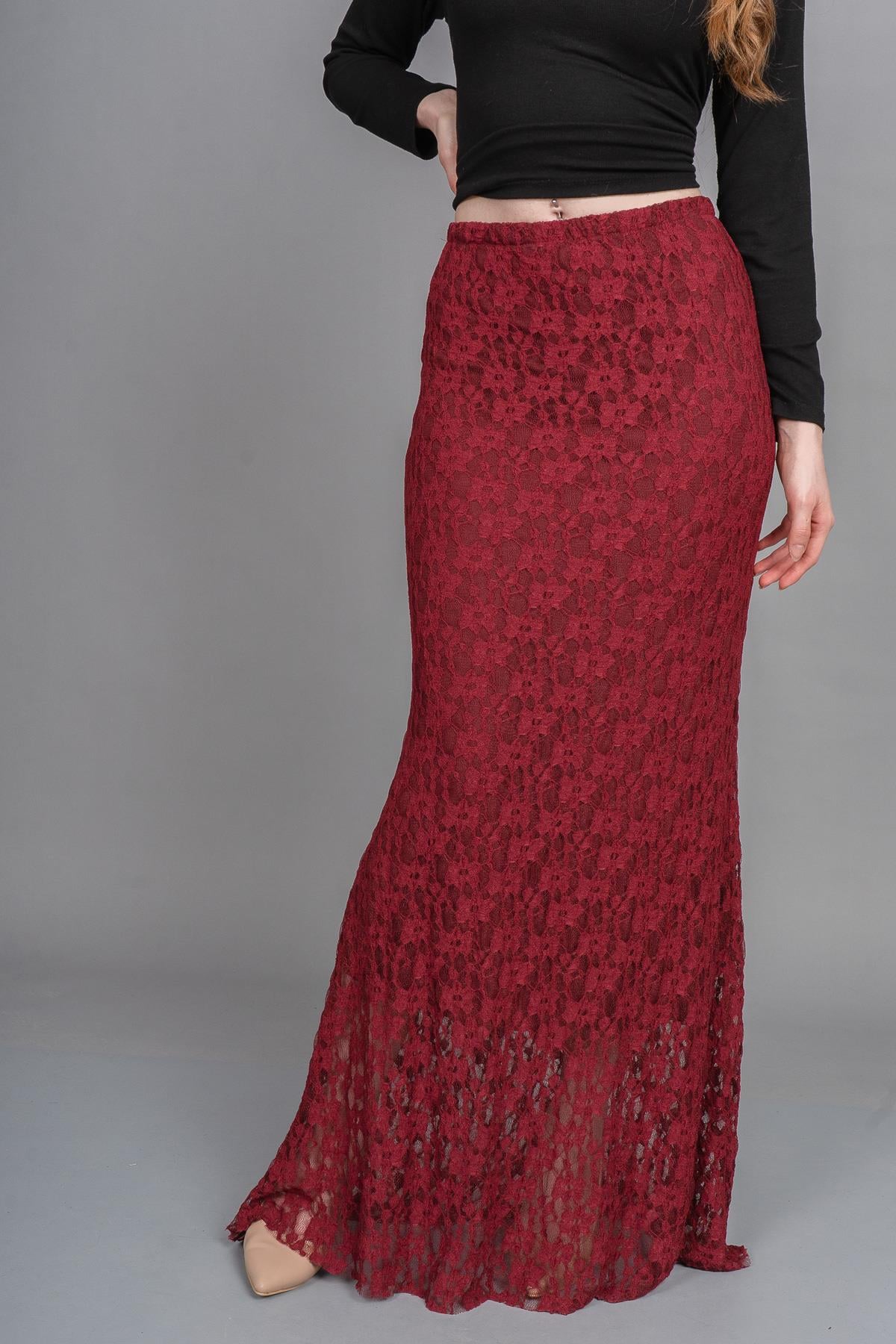 DAPHE DANTELLİ ETEK - BORDO
