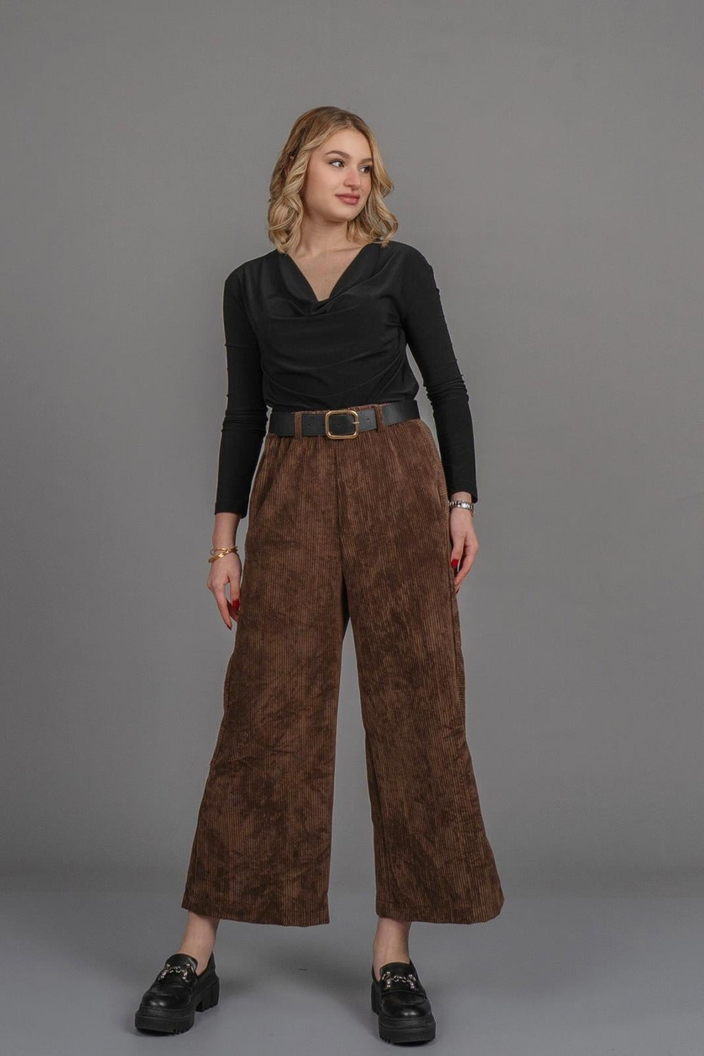DAWN KADİFE PANTOLON - KAHVE