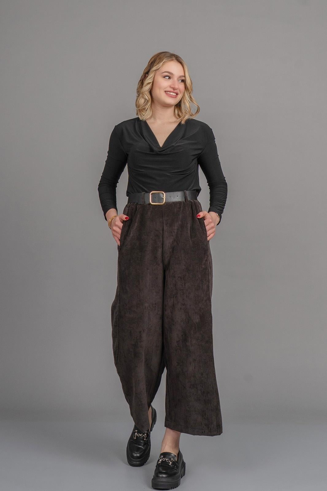 DAWN KADİFE PANTOLON - SIYAH