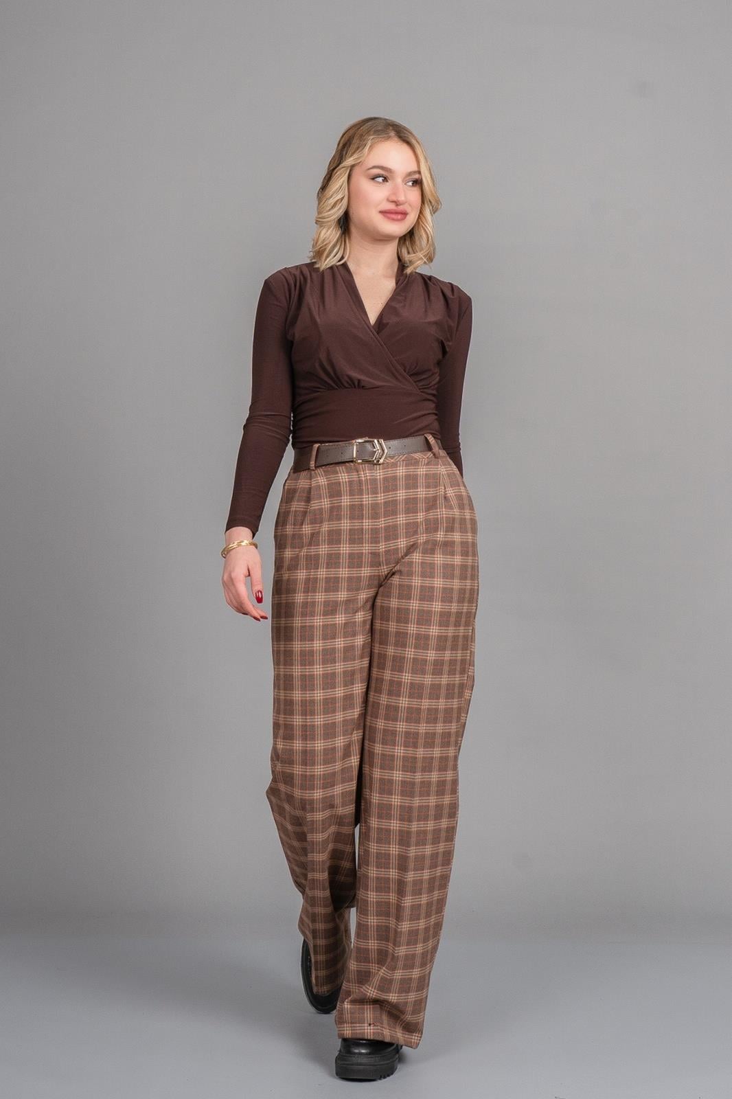 DIANE PÖTİKARE PANTOLON - EKOSE - KARELİ