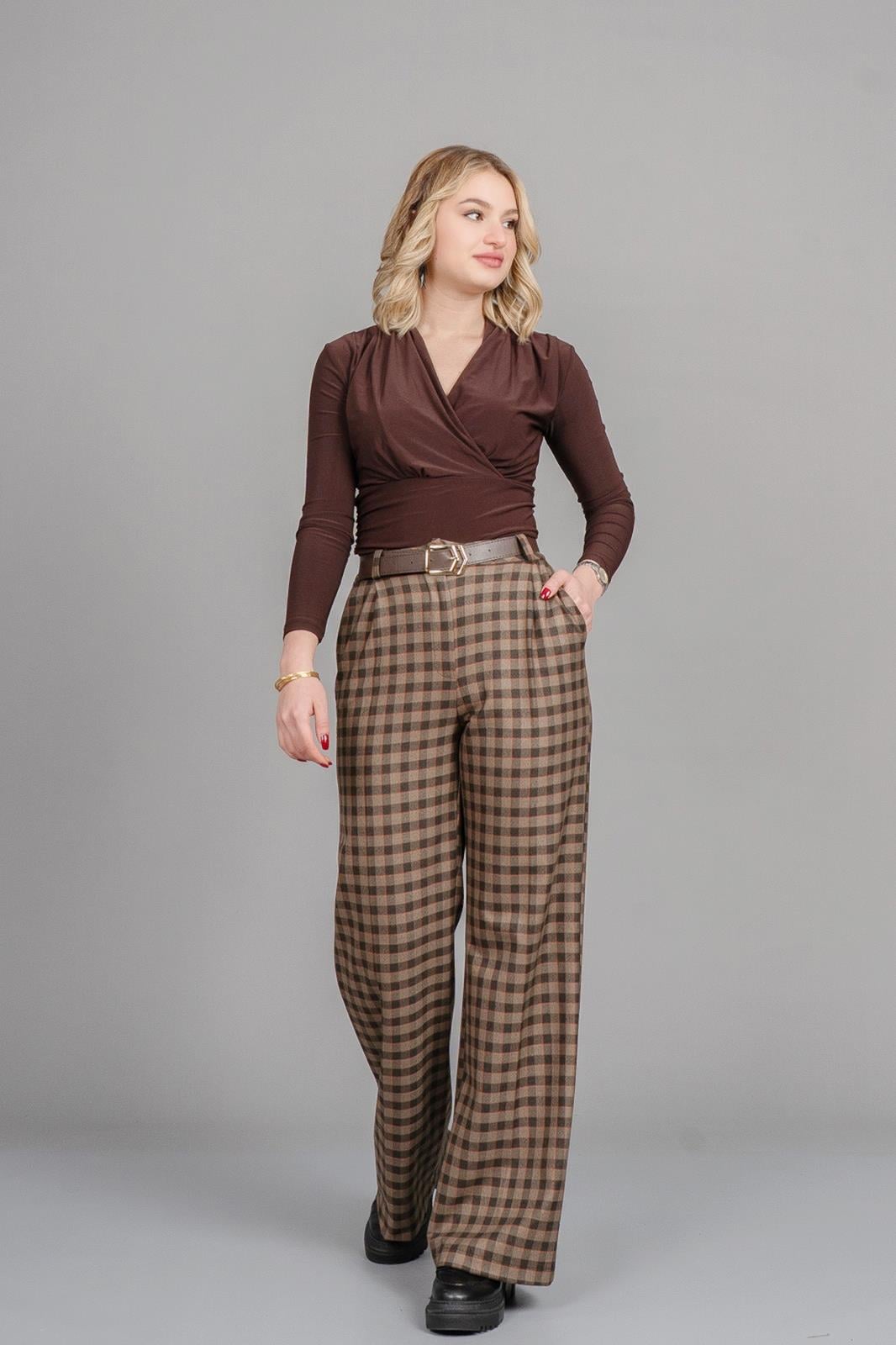 DIANE PÖTİKARE PANTOLON - EKOSE - KARELİ
