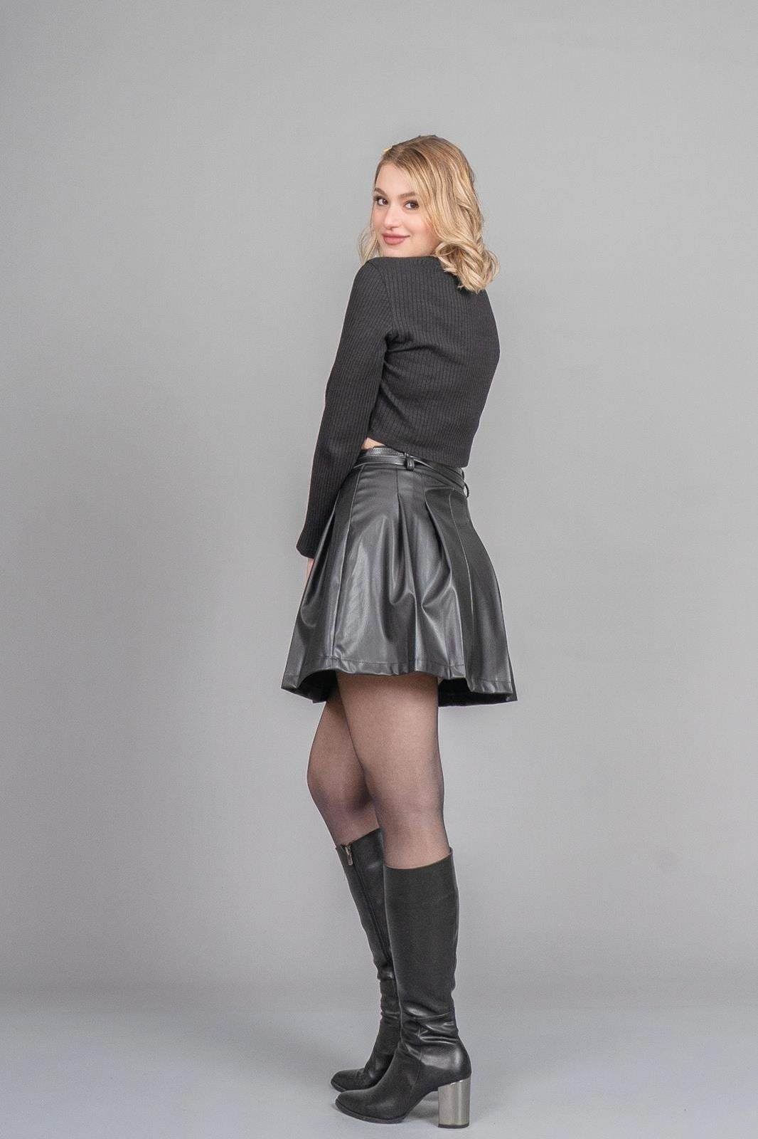 DIXIE DERİ ETEK - SIYAH