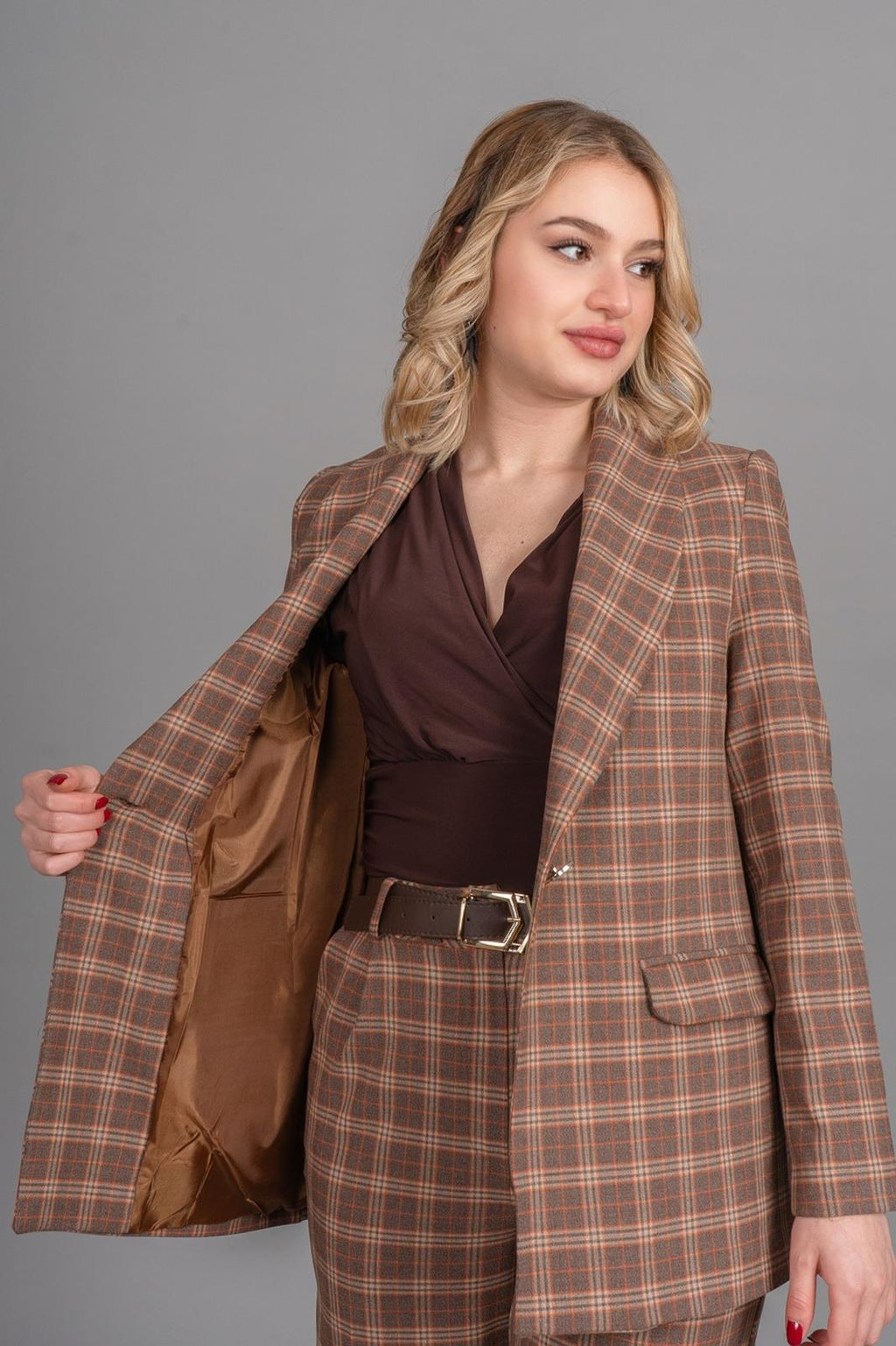 DOLLY PÖTİKARE BLAZER CEKET - EKOSE - KARELİ