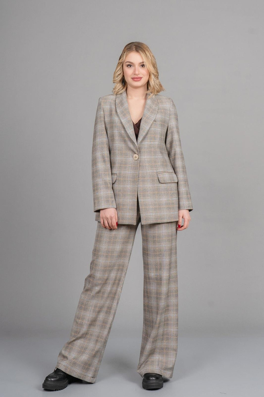 DOLLY PÖTİKARE BLAZER CEKET - EKOSE - KARELİ