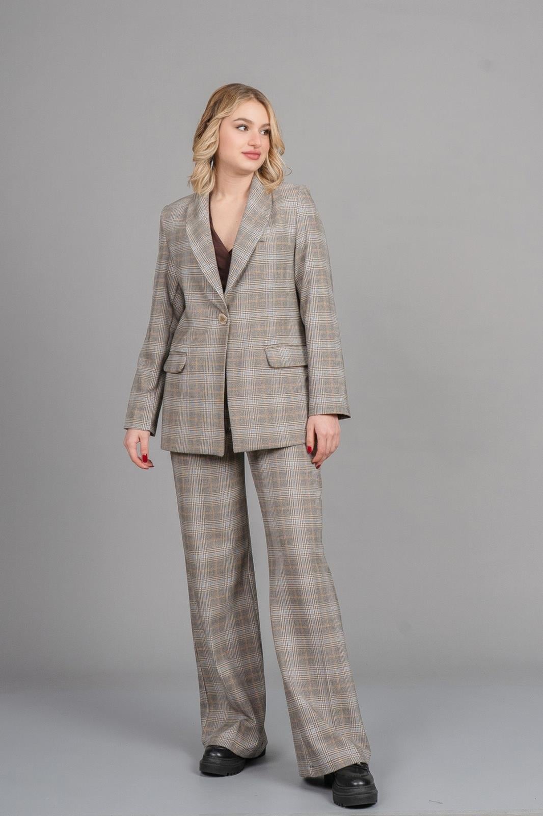DOLLY PÖTİKARE BLAZER CEKET - EKOSE - KARELİ