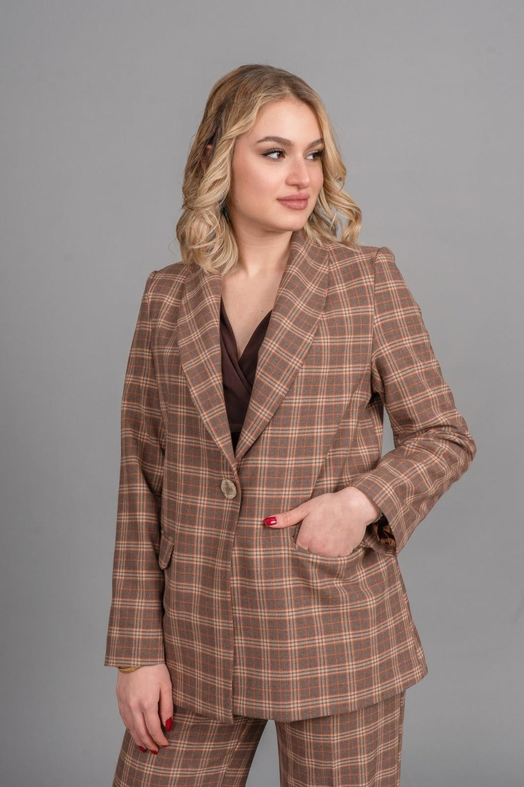 DOLLY PÖTİKARE BLAZER CEKET - EKOSE - KARELİ