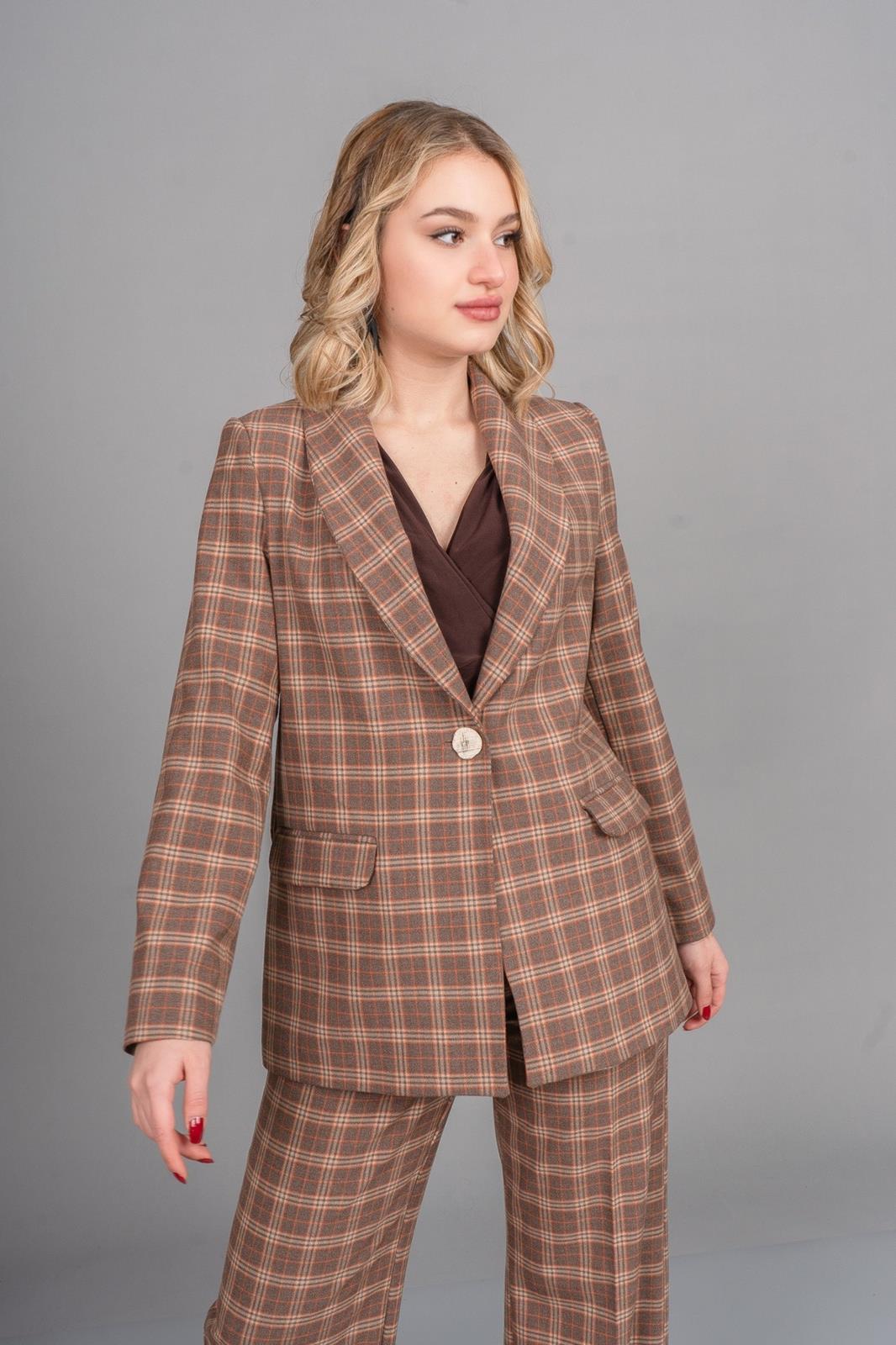 DOLLY PÖTİKARE BLAZER CEKET - EKOSE - KARELİ