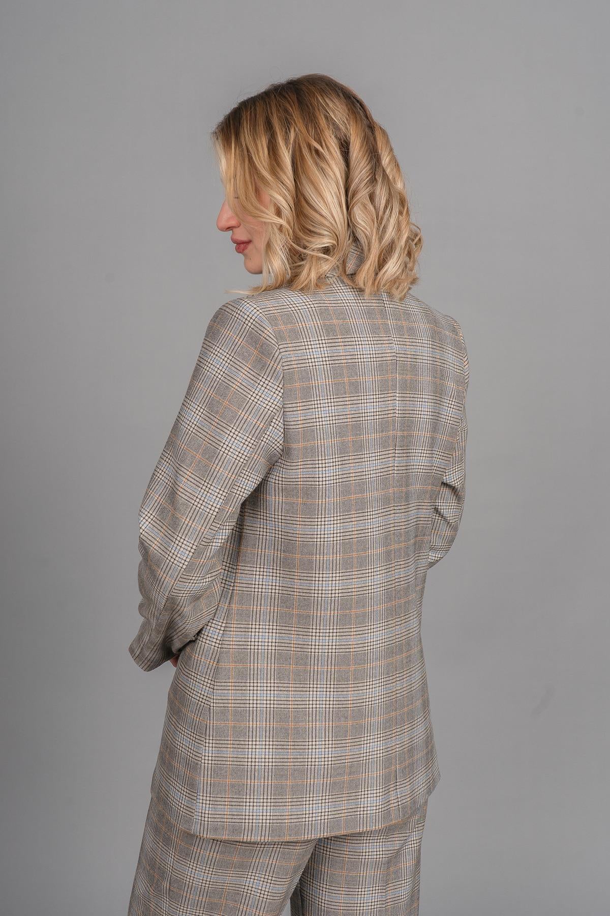 DOLLY PÖTİKARE BLAZER CEKET - EKOSE - KARELİ