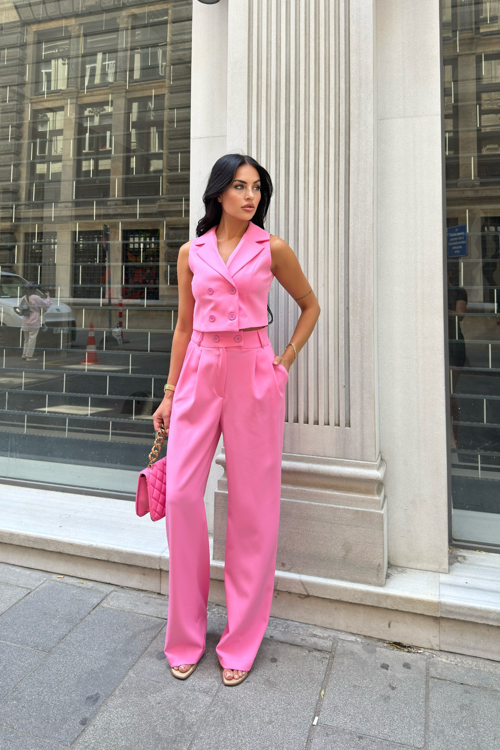 EMERY YELEK PANTOLON İKİLİ TAKIM - PEMBE