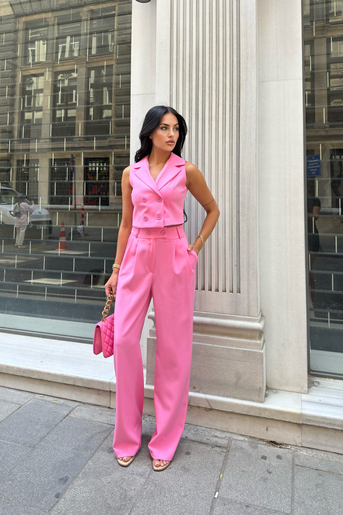 EMERY YELEK PANTOLON İKİLİ TAKIM - PEMBE