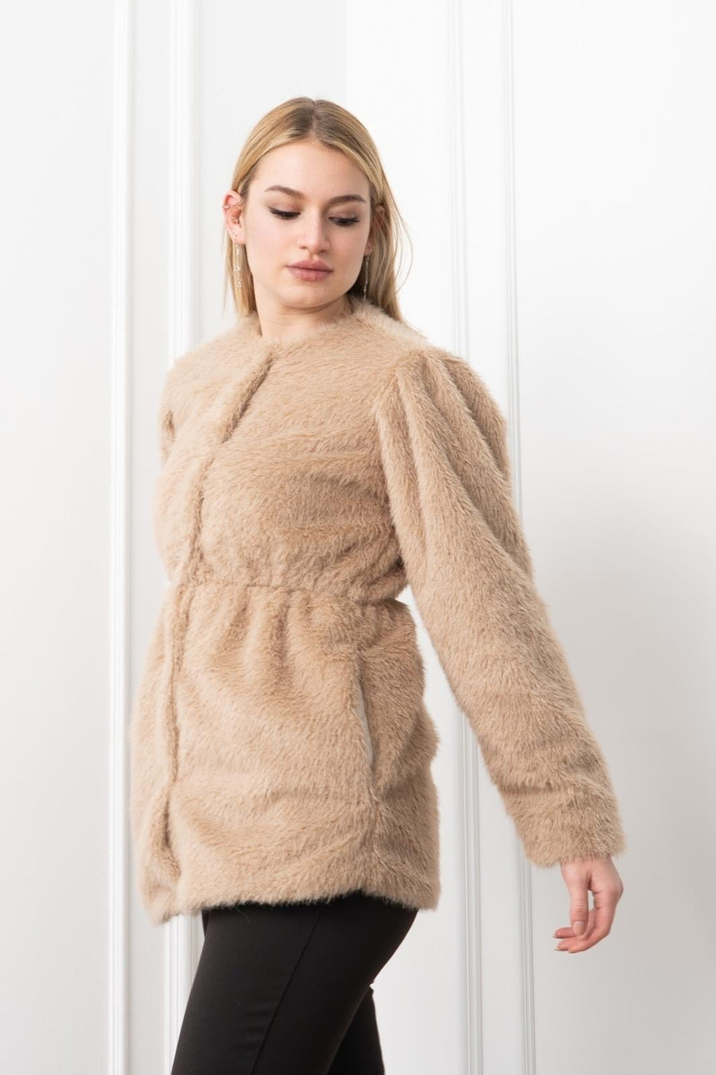 GLOW BEL LASTİKLİ PELUŞ MONT - BEJ