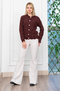 GRACE ÇİÇEK MOTİFLİ HIRKA - BORDO