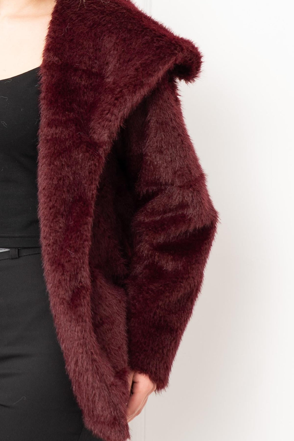 HIGH GENİŞ YAKA PELUŞ MONT - BORDO