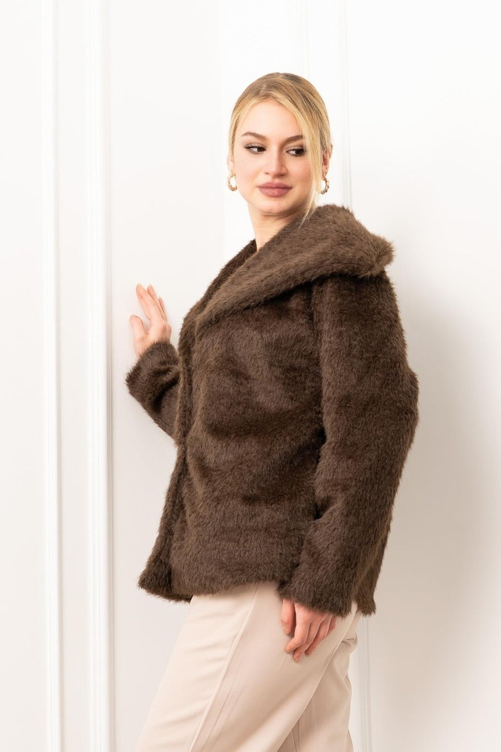 HIGH GENİŞ YAKA PELUŞ MONT - HAKİ