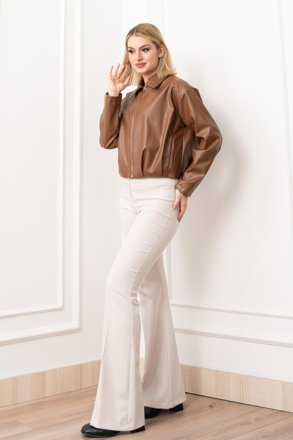 INES DERİ CEKET - KAHVE