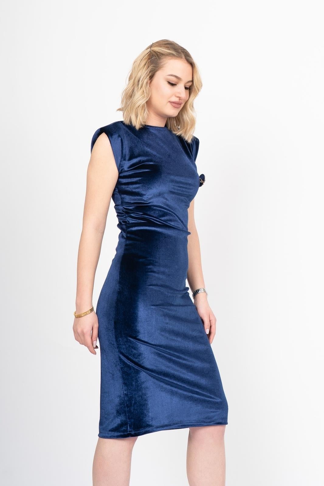 KELLY KADİFE ELBİSE - LACI