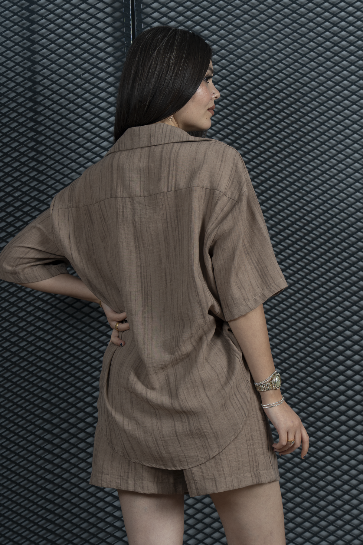 Keten Oversize Gömlek 70039 - VIZON