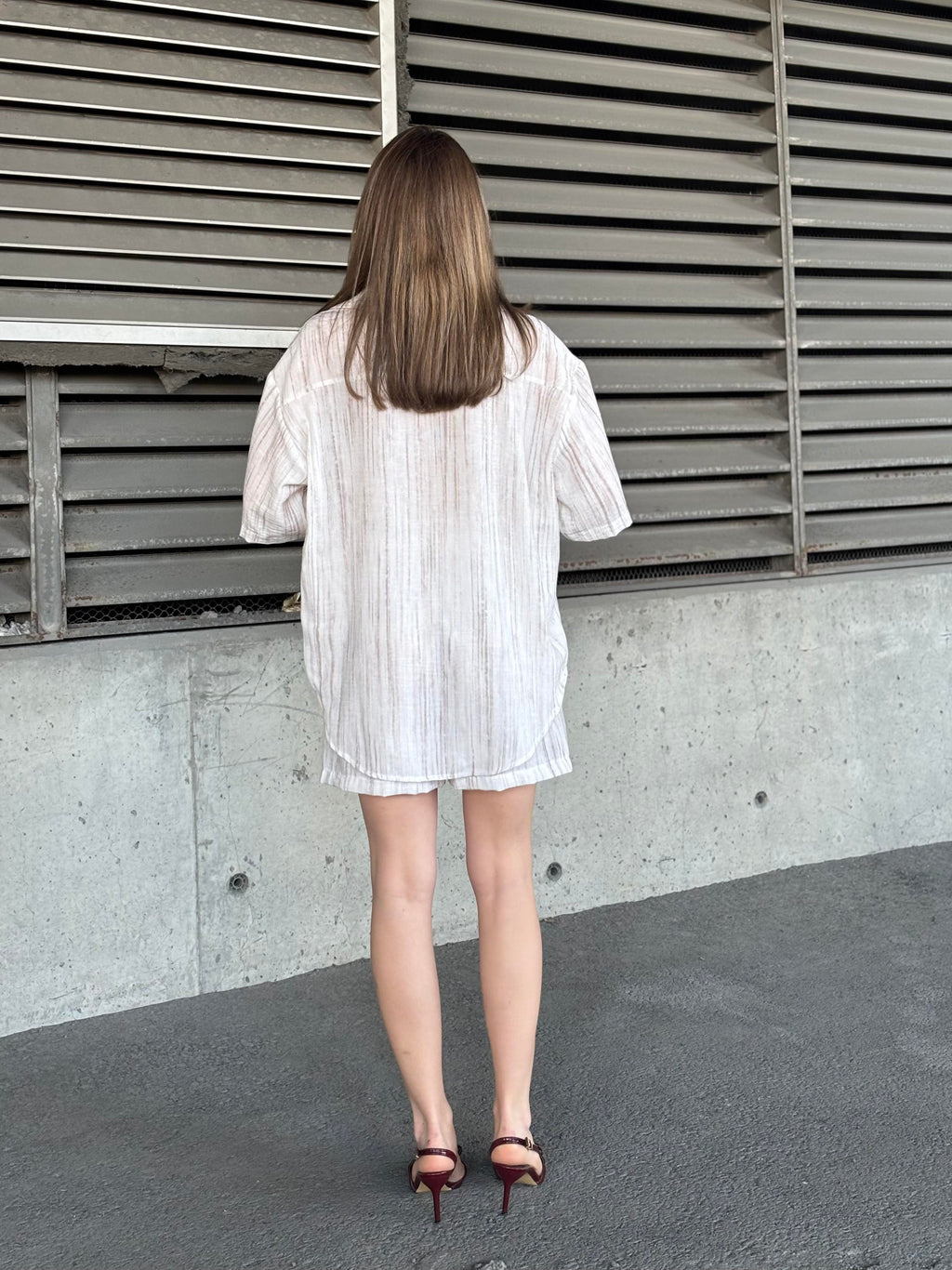 Keten Oversize Gömlek 70039 - TAŞ