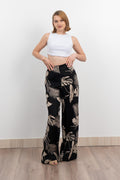 Keten Yüksek Bel Pantolon 30289 - SIYAH