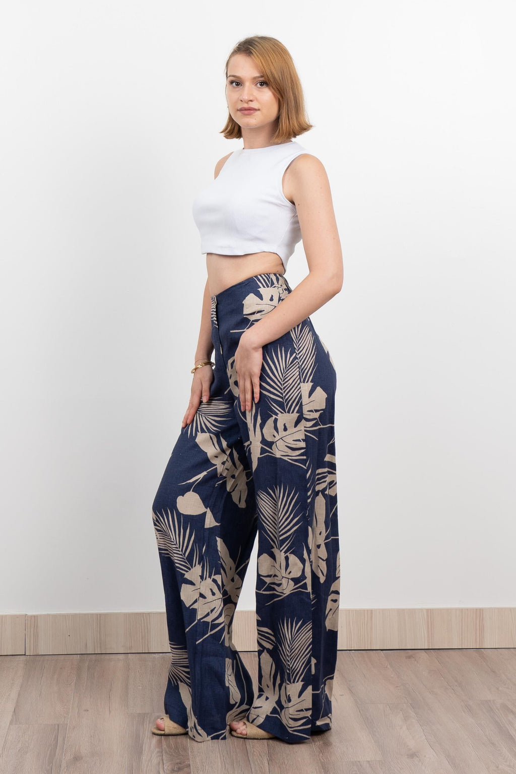 Keten Yüksek Bel Pantolon 30289 - LACI