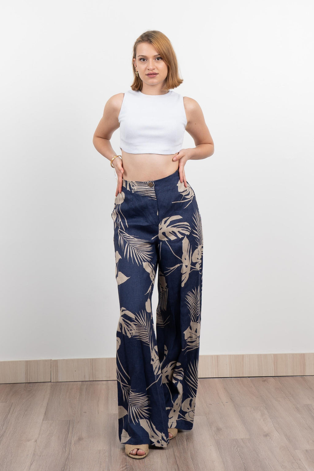 Keten Yüksek Bel Pantolon 30289 - LACI