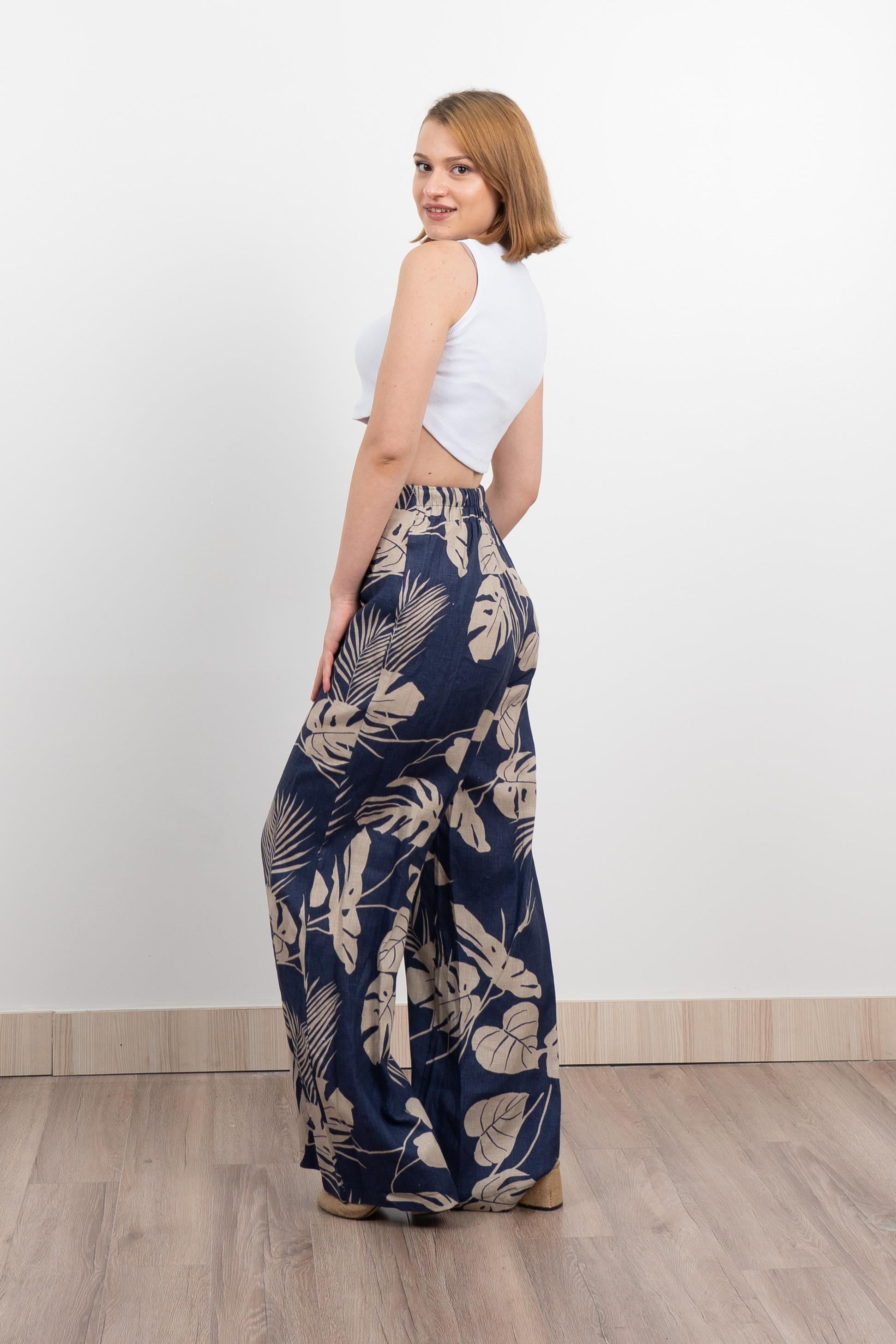 Keten Yüksek Bel Pantolon 30289 - LACI